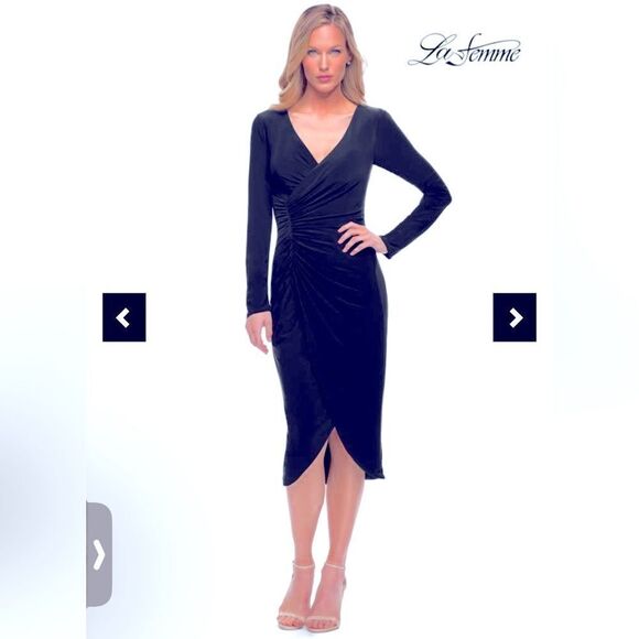 New La Femme 29812 Navy Mother of the Bride Midi Dress Size 10 - Picture 13 of 13